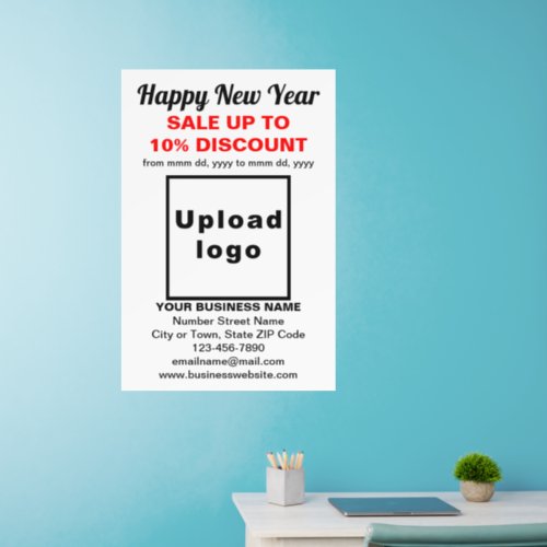 Business New Year Sale on White Wall Decal