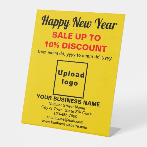 Business New Year Sale on Yellow Pedestal Sign
