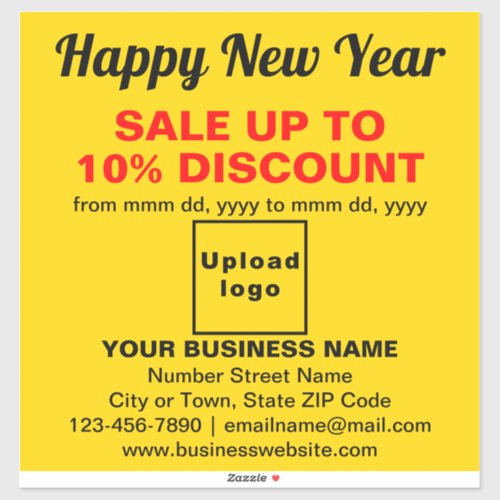 Business New Year Sale on Yellow Vinyl Sticker