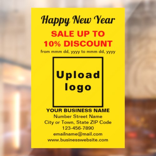 Business New Year Sale on Yellow Window Cling