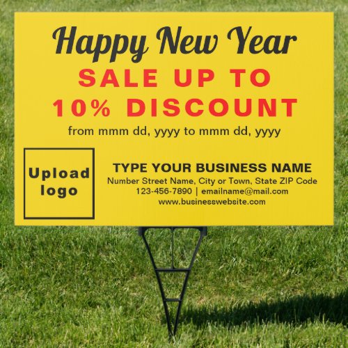 Business New Year Sale on Yellow Yard Sign