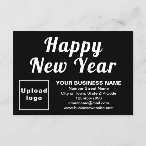Business New Year Small Black Flat Greeting Card