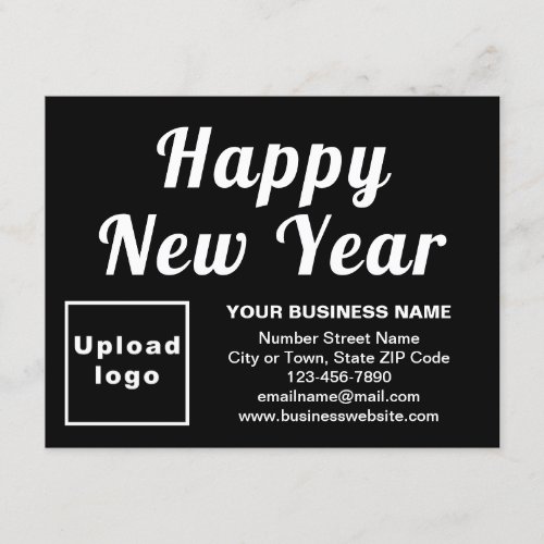 Business New Year Small Black Flat Holiday Card