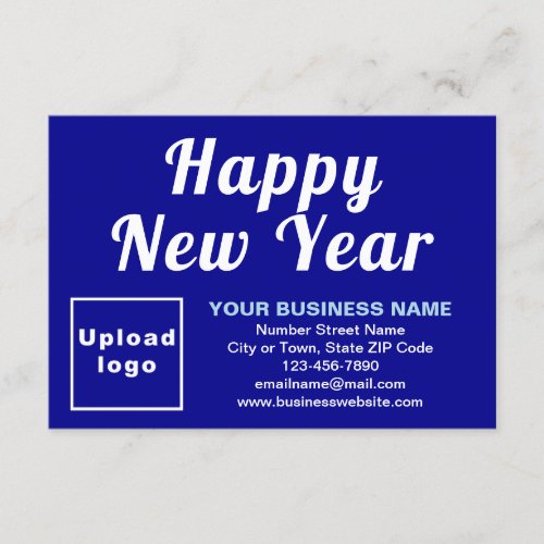 Business New Year Small Blue Flat Greeting Card