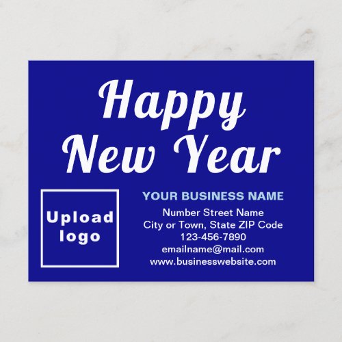 Business New Year Small Blue Flat Holiday Card