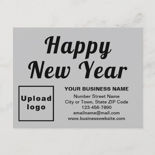Business New Year Small Gray Flat Holiday Card