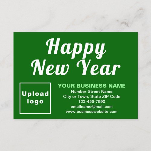 Business New Year Small Green Flat Greeting Card