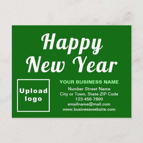 Business New Year Small Green Flat Holiday Card