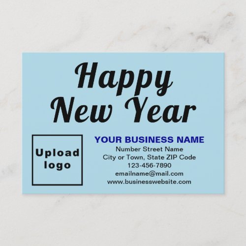 Business New Year Small Light Blue Flat Greeting Card