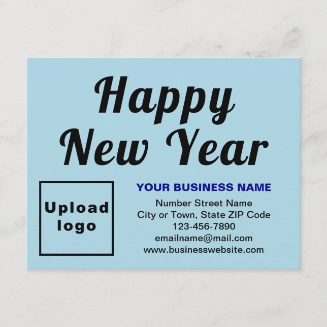 Business New Year Small Light Blue Flat  Holiday Card (Front)
