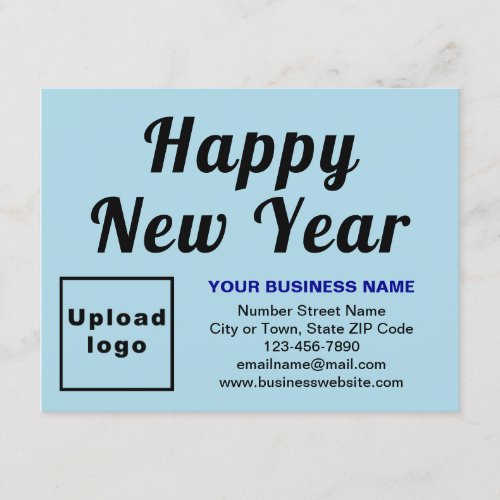 Business New Year Small Light Blue Flat  Holiday Card