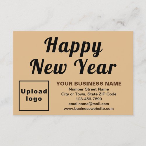Business New Year Small Light Brown Flat Card