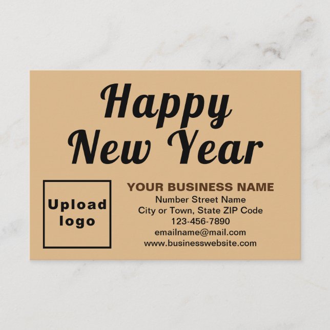 Business New Year Small Light Brown Flat Greeting Card (Front)