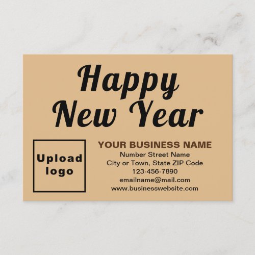 Business New Year Small Light Brown Flat Greeting Card