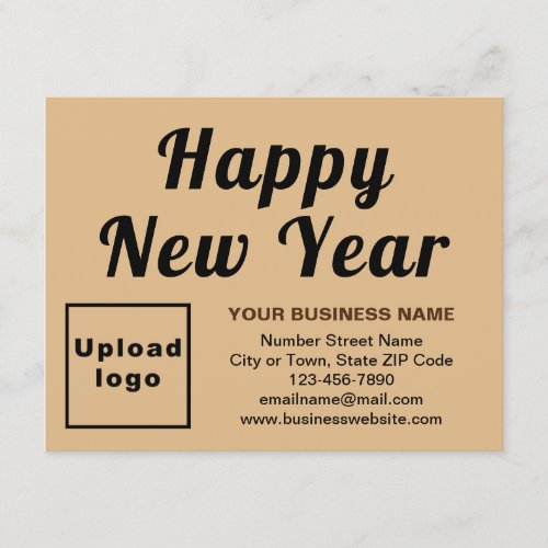 Business New Year Small Light Brown Flat Holiday Card