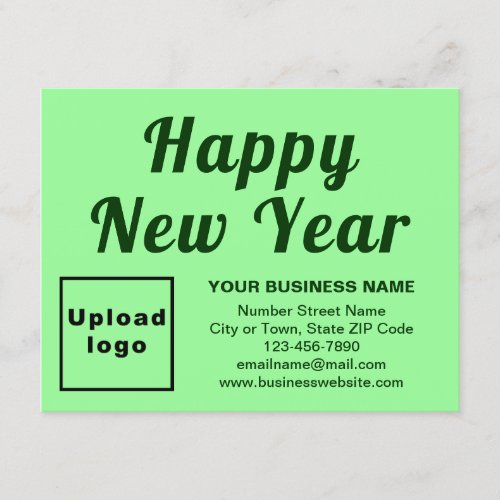 Business New Year Small Light Green Flat Holiday Card