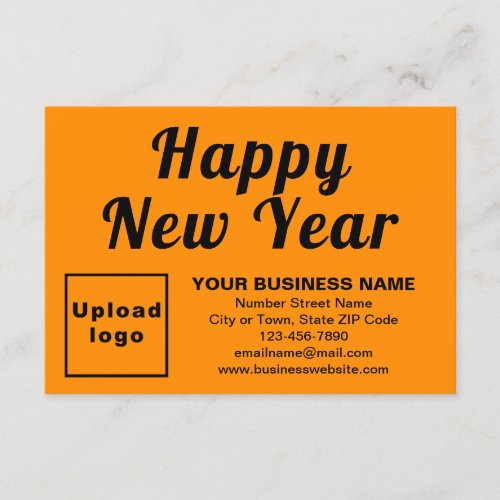 Business New Year Small Orange Color Flat Greeting Card