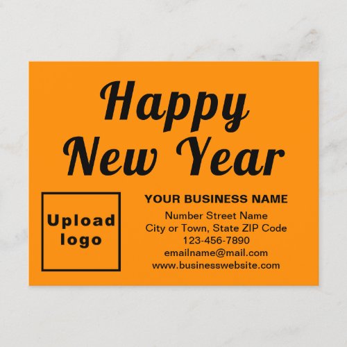 Business New Year Small Orange Color Flat Holiday Card