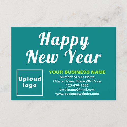 Business New Year Small Teal Green Flat Greeting Card