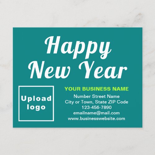 Business New Year Small Teal Green Flat Holiday Card