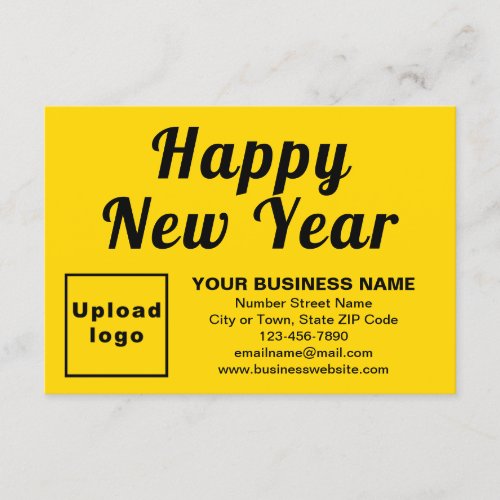Business New Year Small Yellow Flat Greeting Card