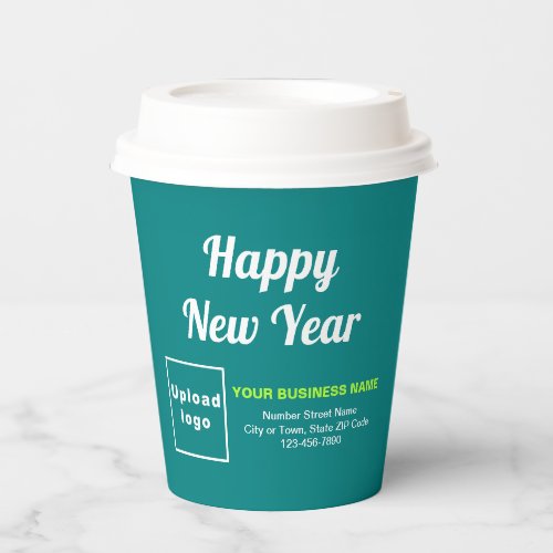 Business New Year Teal Green Paper Cup