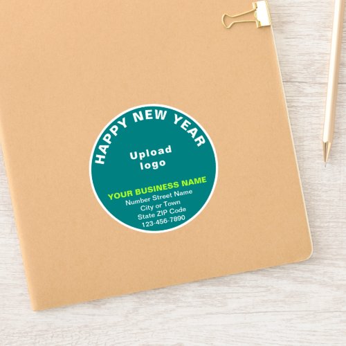 Business New Year Teal Green Round Vinyl Sticker