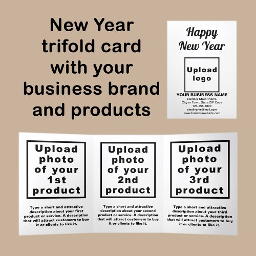 Business New Year White Trifold Card