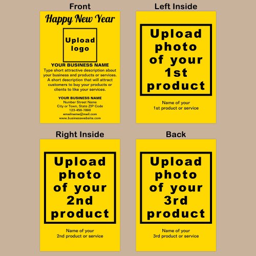 Business New Year Yellow Folded Greeting Card