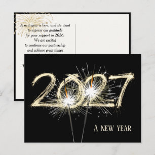 Business New Years 2027 Sparkler Postcard
