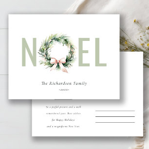 Business Noel Christmas Wreath Corporate Logo Holiday Postcard