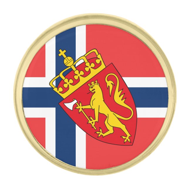 Business Norway & Norwegian Flag fashion / sports Gold Finish Lapel Pin (Front)