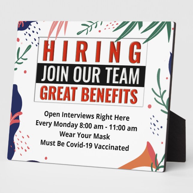 Business Now Hiring Join Our Team Personalize Plaque (Side)
