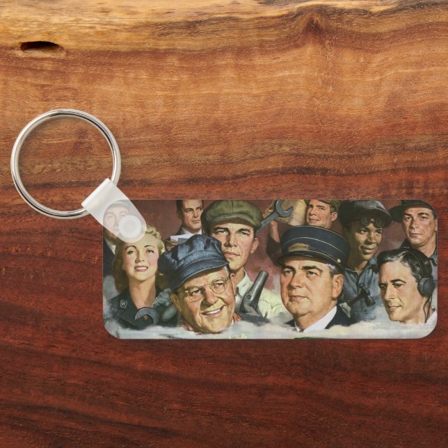 Business Occupations, Vintage Patriotic Patriotism Keychain (Back)