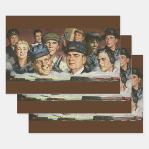 Business Occupations, Vintage Patriotic Patriotism Wrapping Paper Sheets