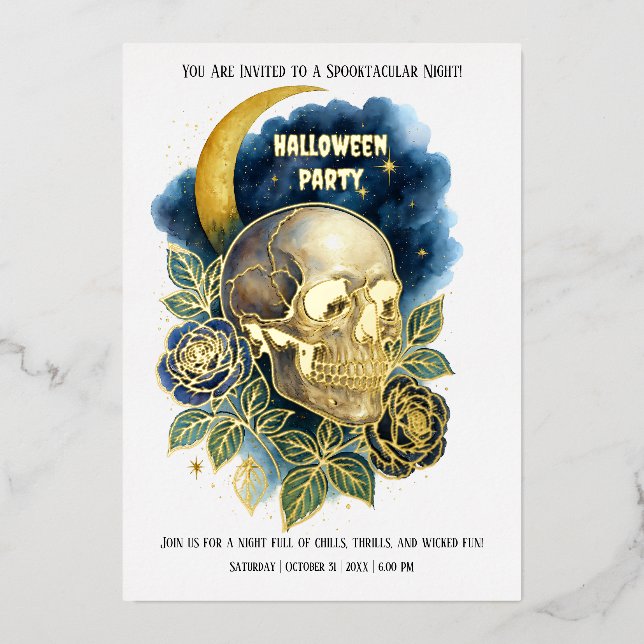 Business Office Community Halloween Creepy Party Foil Invitation (Front)
