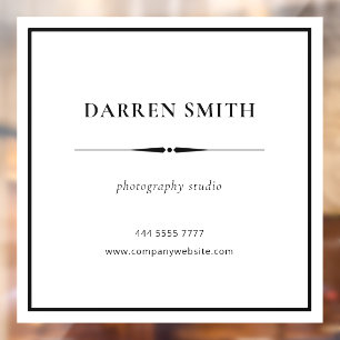 Business Office Name Frame Black on White Window Cling