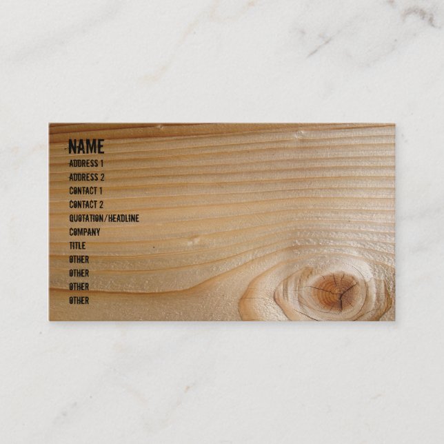 Business on Unfinished Wood Business Card (Front)