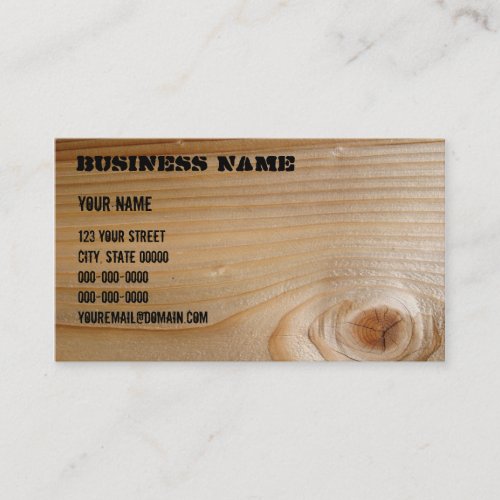 Business on Unfinished Wood Business Card