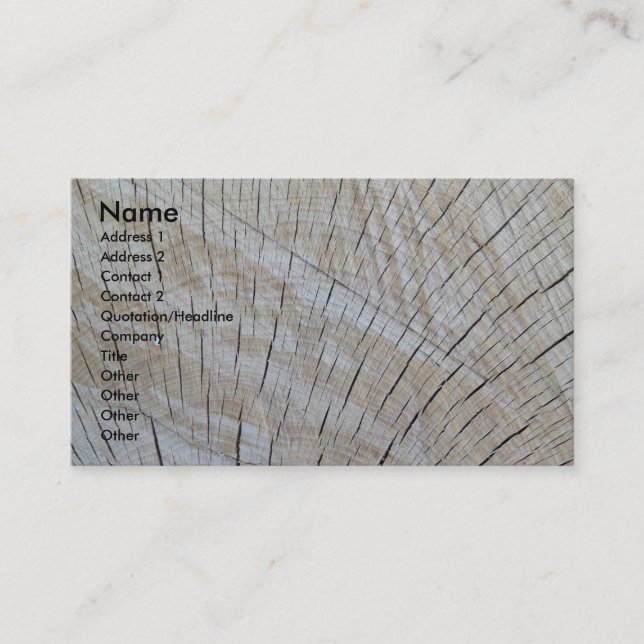 Business on Unfinished Wood - quartersawn Business Card (Front)
