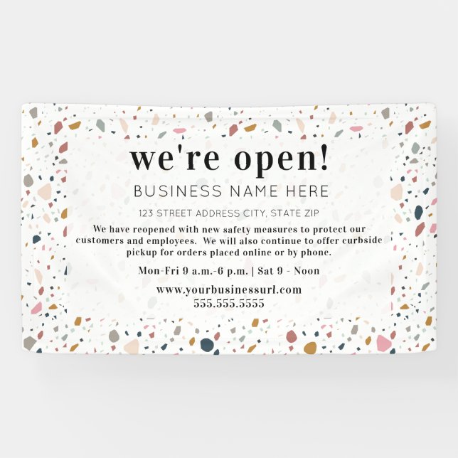 Business Open Feminine Terrazzo Banner (Horizontal)