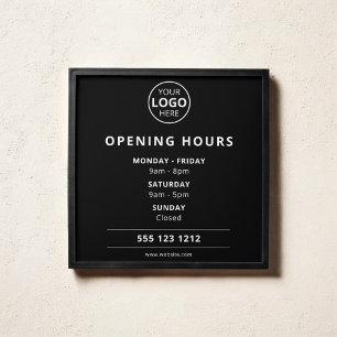 Business Open Hours Logo Black Peel And Stick Photo Tile