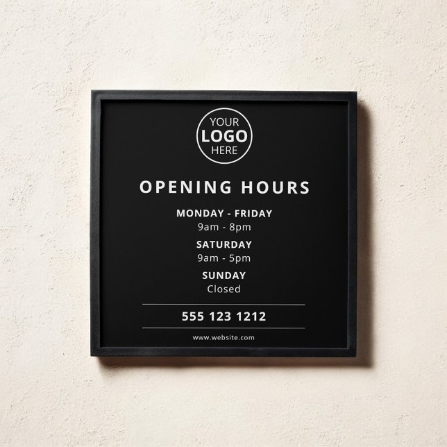 Business Open Hours Logo Black Peel And Stick Photo Tile (Creator Uploaded)