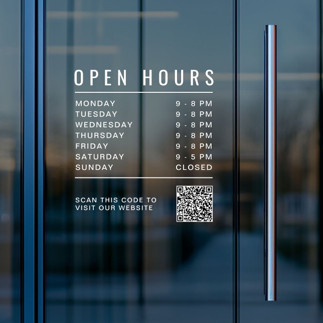 Business Open Hours QR Code Window Cling (Business Open Hours QR Code Window Cling)