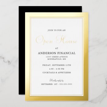 Business Open House Traditional Professional Gold Foil Invitation by daisylin712 at Zazzle