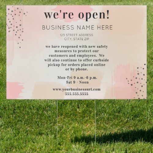 Business Opening Abstract Pink Covid Safety Sign