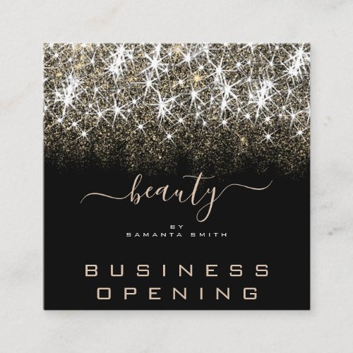 Business Opening Golden Glitter Professional Event Square Business Card