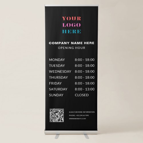 Business Opening Hours & Contact Information Retractable Banner