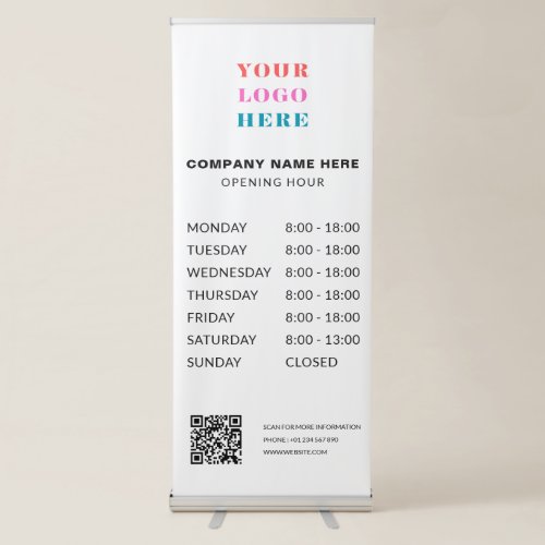 Business Opening Hours & Contact Information Retractable Banner