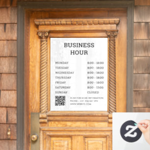 Business Opening Hours & Contact Information Window Cling